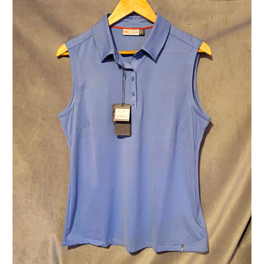 KJUS Women Eve Sleeveless Golf Polo Sport Fit Breathable Blue 42/XL LG60-J10 NWT